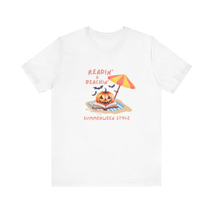 Readin and Beachin Pumpkin Reading Tee