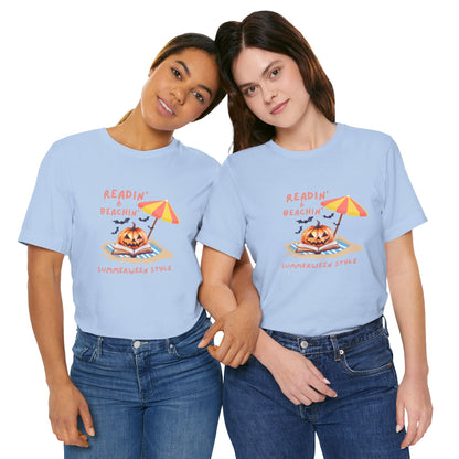 Readin and Beachin Pumpkin Reading Tee