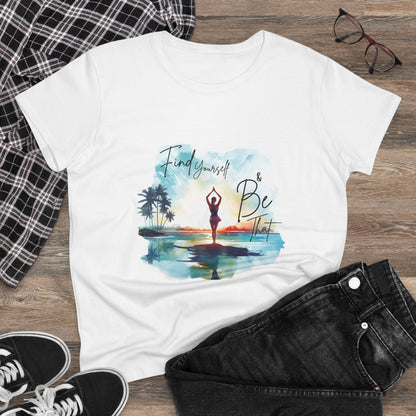 Yoga Inspire - "Find Yourself & Be That" Women's Semi fit tee