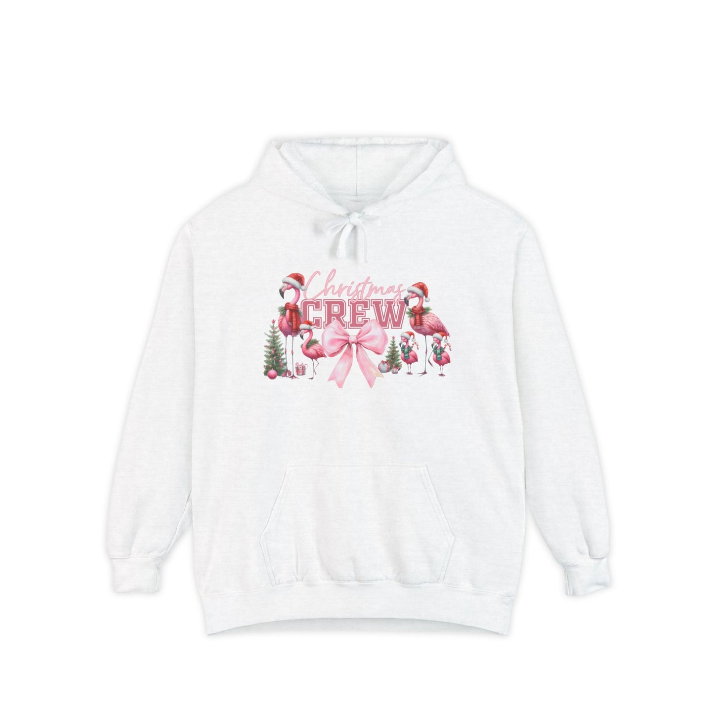 Christmas Crew Flamingo Hoodie – Festive Flamingos, Santa Hats & Holiday Cheer