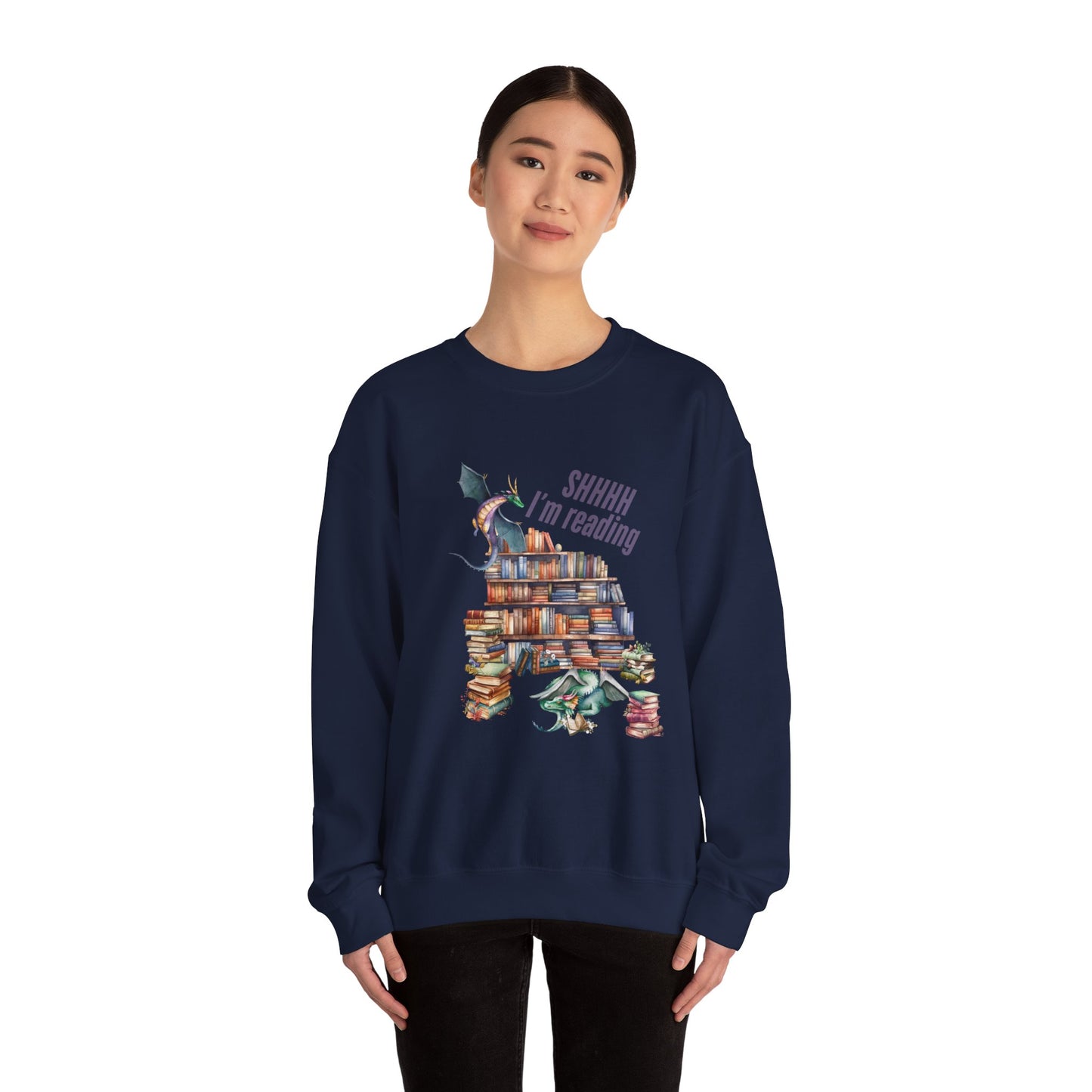 Dragons & Books – Cozy Fantasy Sweatshirt for Readers and Dreamers  Book Lover Crewneck, Reader Jumper, Literary Gift, Bibliophile Apparel