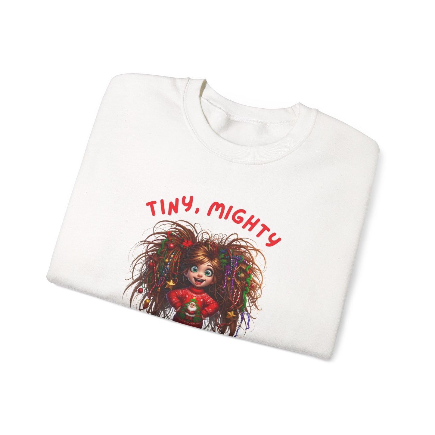 Tiny Mighty Tinsel Ready Sweatshirt, Holiday Sweater, Cute Graphic Crewneck, Unisex Winter Apparel, Gift for Her