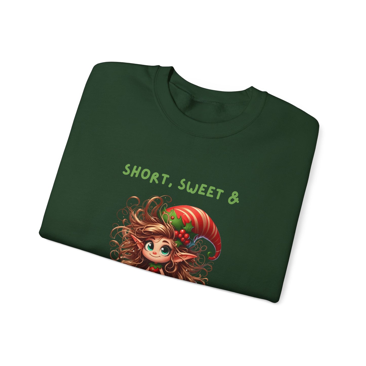 Short, Sweet, full of Holiday Sassy, Sassy Elf Holiday Sweatshirt, Cute Christmas Crewneck, Funny Seasonal Apparel, Unisex Gift for Friends, Holiday Party Outfit