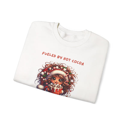 Sassy Elf Fueled by hot cocoa and Christmas Cheer Sweatshirt
