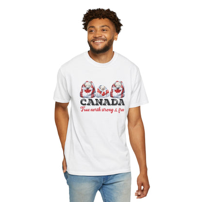 Canada True North Strong & Free Unisex T-Shirt Polar Bears Wrapped in Canada Flag