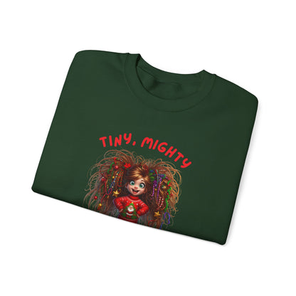 Tiny Mighty Tinsel Ready Sweatshirt, Holiday Sweater, Cute Graphic Crewneck, Unisex Winter Apparel, Gift for Her