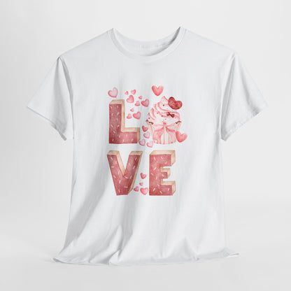 Cute Pink Love Cupcake Graphic Tee cupcake lover, Couples Gift, Unisex T-Shirt, Sweetheart Shirt, Heart Print Apparel, Romantic Wear