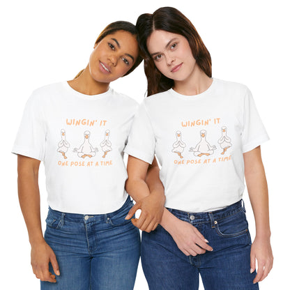 Wingin It One Pose at a Time Silly Goose Yoga Shirt