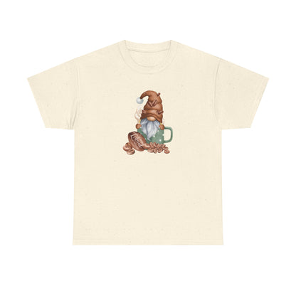 Cozy Coffee Gnome Tee, Unisex Heavy Cotton Tee, Perfect for Coffee Lovers, Holiday Gift, Cute Gnome Shirt, Casual Wear, Festive Attire