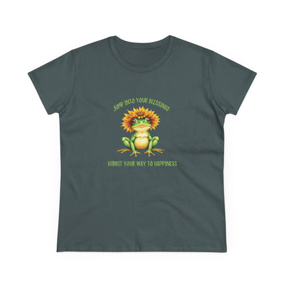 Jump Into Your Blessings Ribbit your way to happiness cute frog Womans semi fit tee