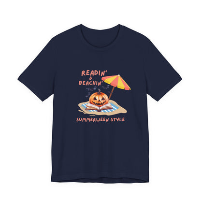 Readin and Beachin Pumpkin Reading Tee