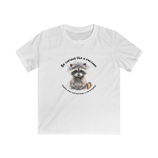Curious Raccoon Kids inspirational Tee, Fun Animal Shirt, Children Apparel, Cute Gifts for Kids, Playful Fashion for Little Explorers