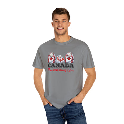 Canada True North Strong & Free Unisex T-Shirt Polar Bears Wrapped in Canada Flag