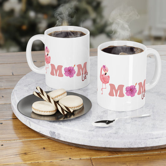 Mom Life Pink Flamingo Ceramic Mug