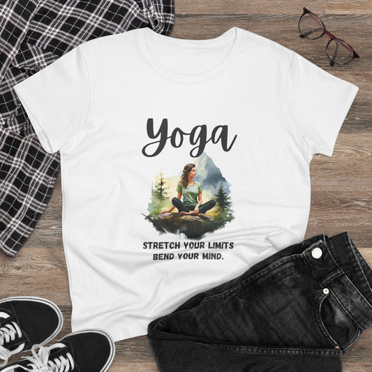 Yoga Stretch Your Limits, Bend Your Mind Women's Semi Fit Tee