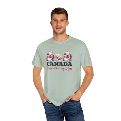 Canada True North Strong & Free Unisex T-Shirt Polar Bears Wrapped in Canada Flag