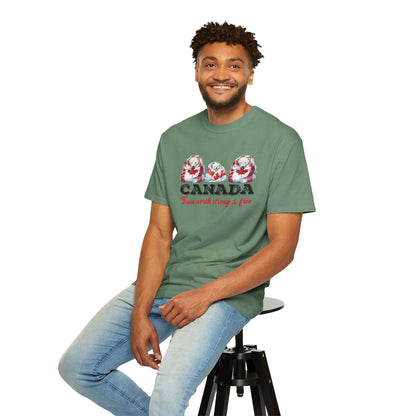 Canada True North Strong & Free Unisex T-Shirt Polar Bears Wrapped in Canada Flag