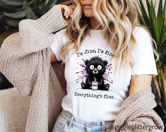 Funny Bear Pun Tee - I'm Fine, Everything's Fine T-shirt for Bear Lovers, Gift for Birthdays, Relaxed Style, Casual Wear