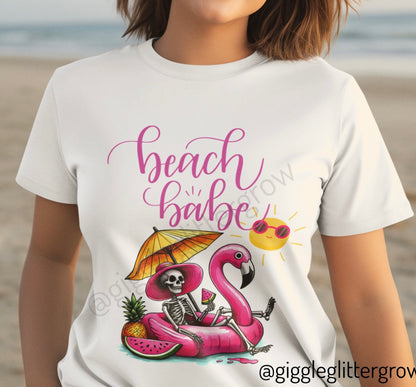 Beach Babe Skeleton Soakin Up Sunshine tee