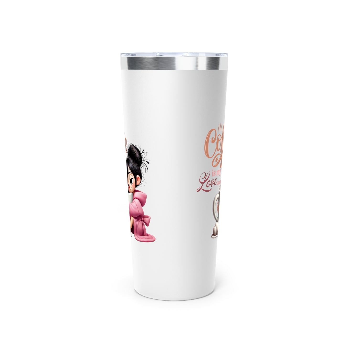 Coffee Is My Love Language Cozy Dark Hair Girl 22oz Tumbler