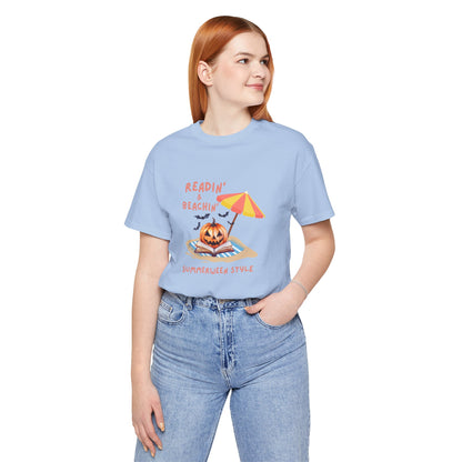 Readin and Beachin Pumpkin Reading Tee