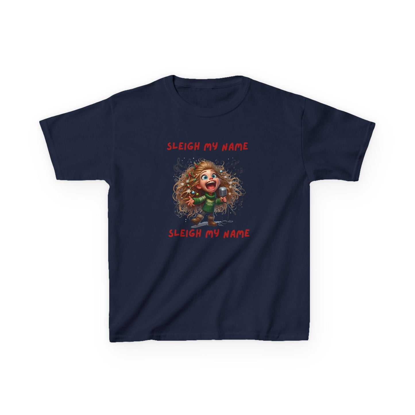 Festive Holiday Tee for Kids - "Sleigh My Name" Christmas Shirt, Fun Gift for Kids, Holiday Apparel, Kids Christmas Outfits, Playful T-Shirt