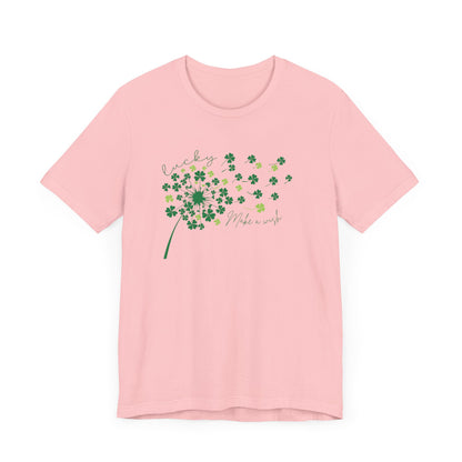 "Make a wish" Lucky Clover Short Sleeve Tee