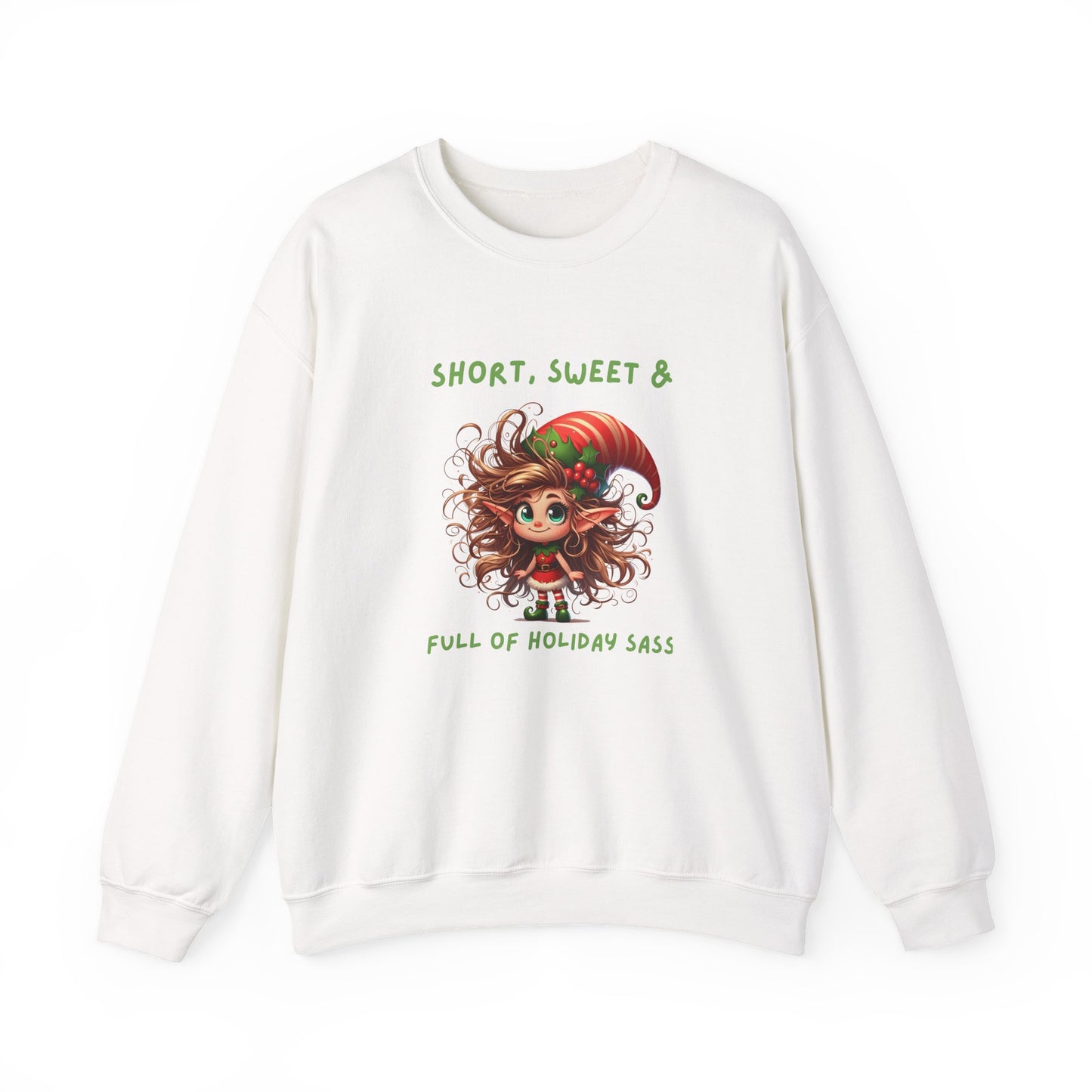 Short, Sweet, full of Holiday Sassy, Sassy Elf Holiday Sweatshirt, Cute Christmas Crewneck, Funny Seasonal Apparel, Unisex Gift for Friends, Holiday Party Outfit
