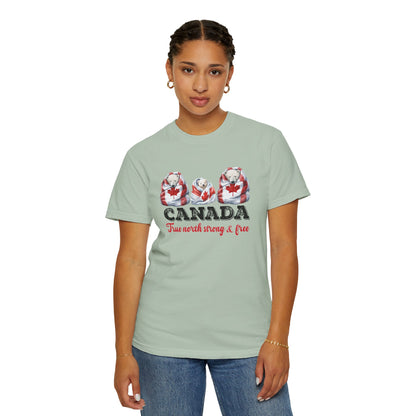 Canada True North Strong & Free Unisex T-Shirt Polar Bears Wrapped in Canada Flag