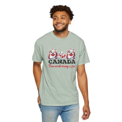Canada True North Strong & Free Unisex T-Shirt Polar Bears Wrapped in Canada Flag