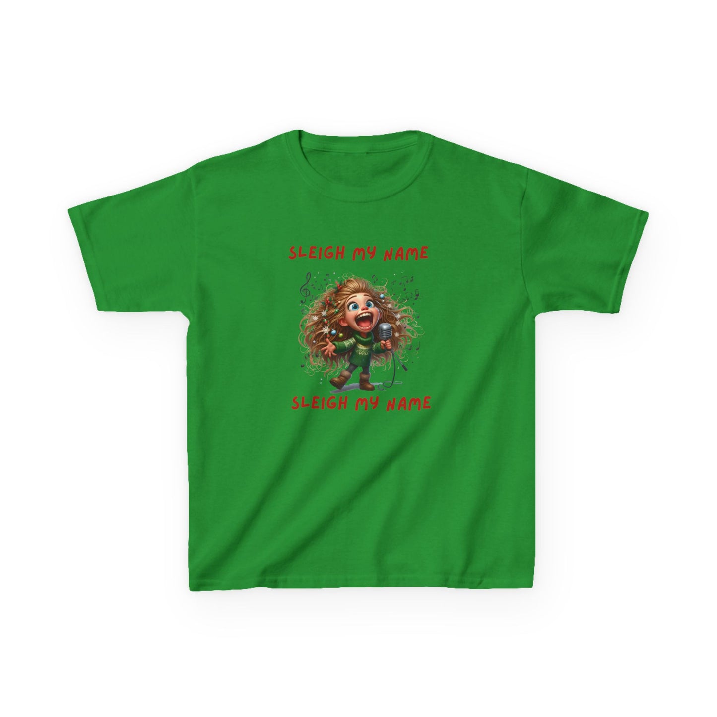 Festive Holiday Tee for Kids - "Sleigh My Name" Christmas Shirt, Fun Gift for Kids, Holiday Apparel, Kids Christmas Outfits, Playful T-Shirt