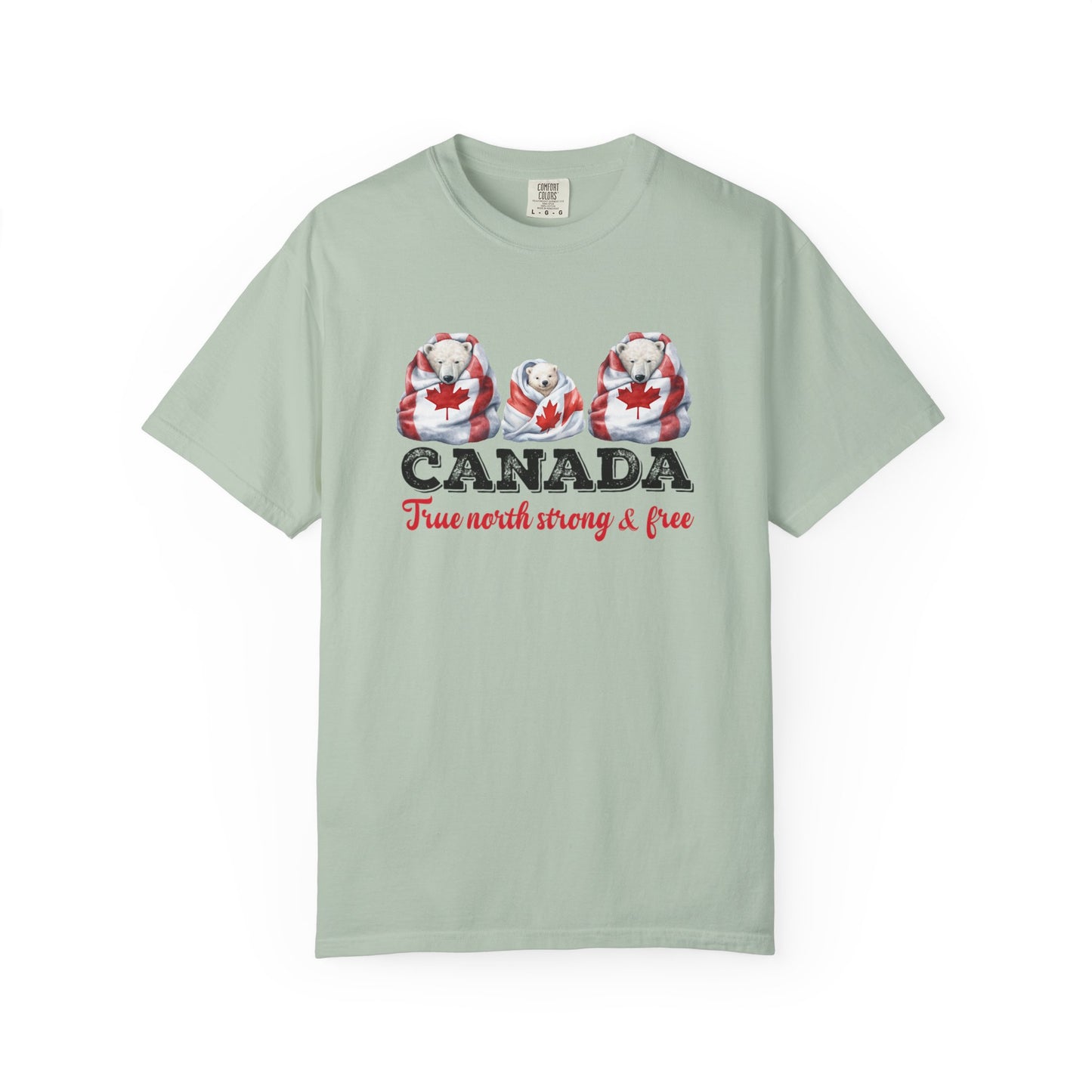 Canada True North Strong & Free Unisex T-Shirt Polar Bears Wrapped in Canada Flag
