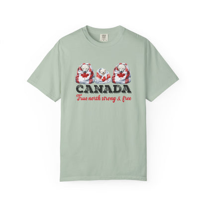 Canada True North Strong & Free Unisex T-Shirt Polar Bears Wrapped in Canada Flag