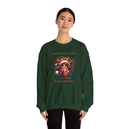 Sassy Elf Fueled by hot cocoa and Christmas Cheer Sweatshirt