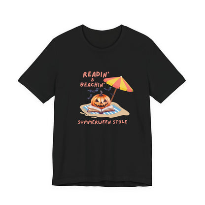 Readin and Beachin Pumpkin Reading Tee