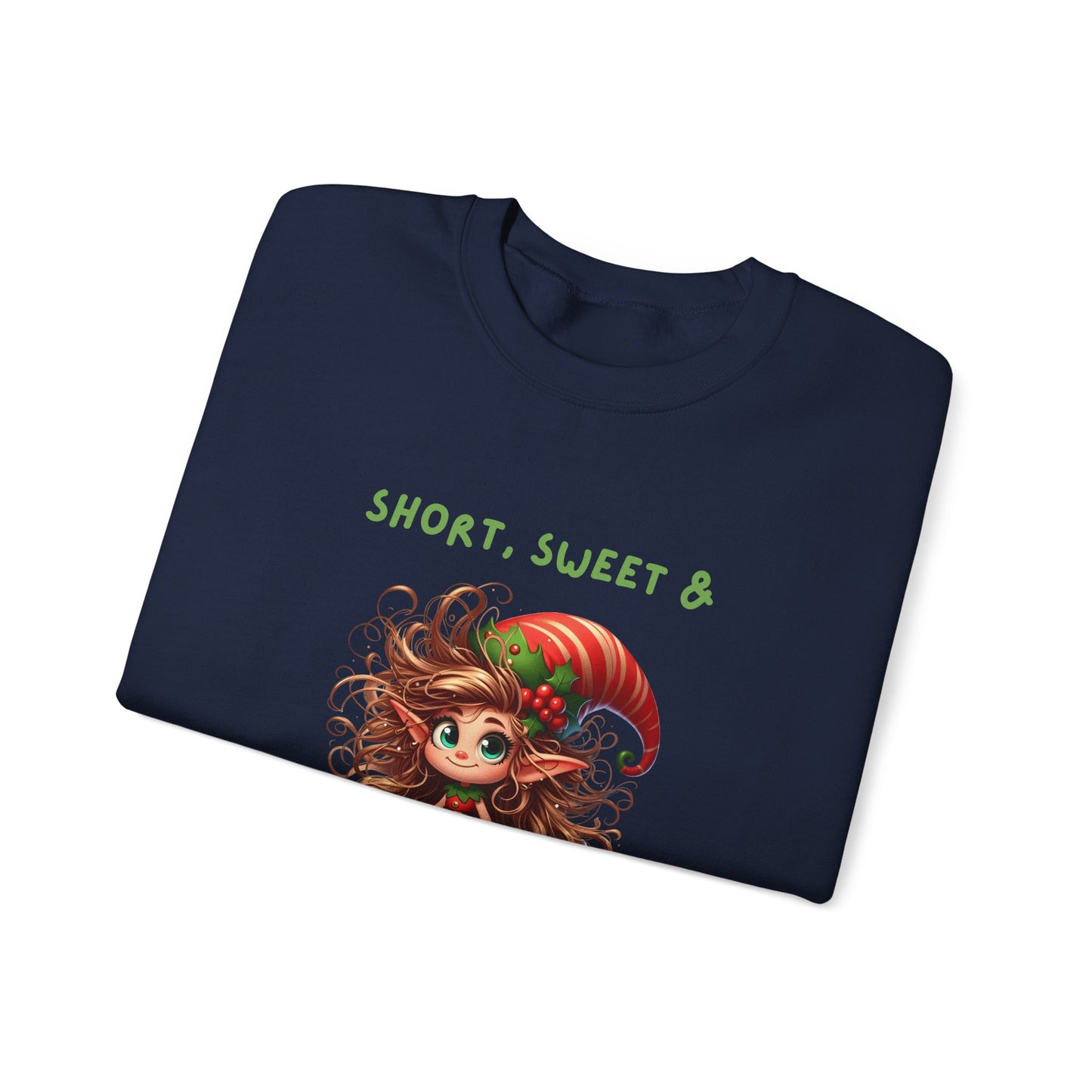 Short, Sweet, full of Holiday Sassy, Sassy Elf Holiday Sweatshirt, Cute Christmas Crewneck, Funny Seasonal Apparel, Unisex Gift for Friends, Holiday Party Outfit