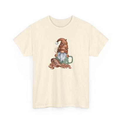 Cozy Coffee Gnome Tee, Unisex Heavy Cotton Tee, Perfect for Coffee Lovers, Holiday Gift, Cute Gnome Shirt, Casual Wear, Festive Attire