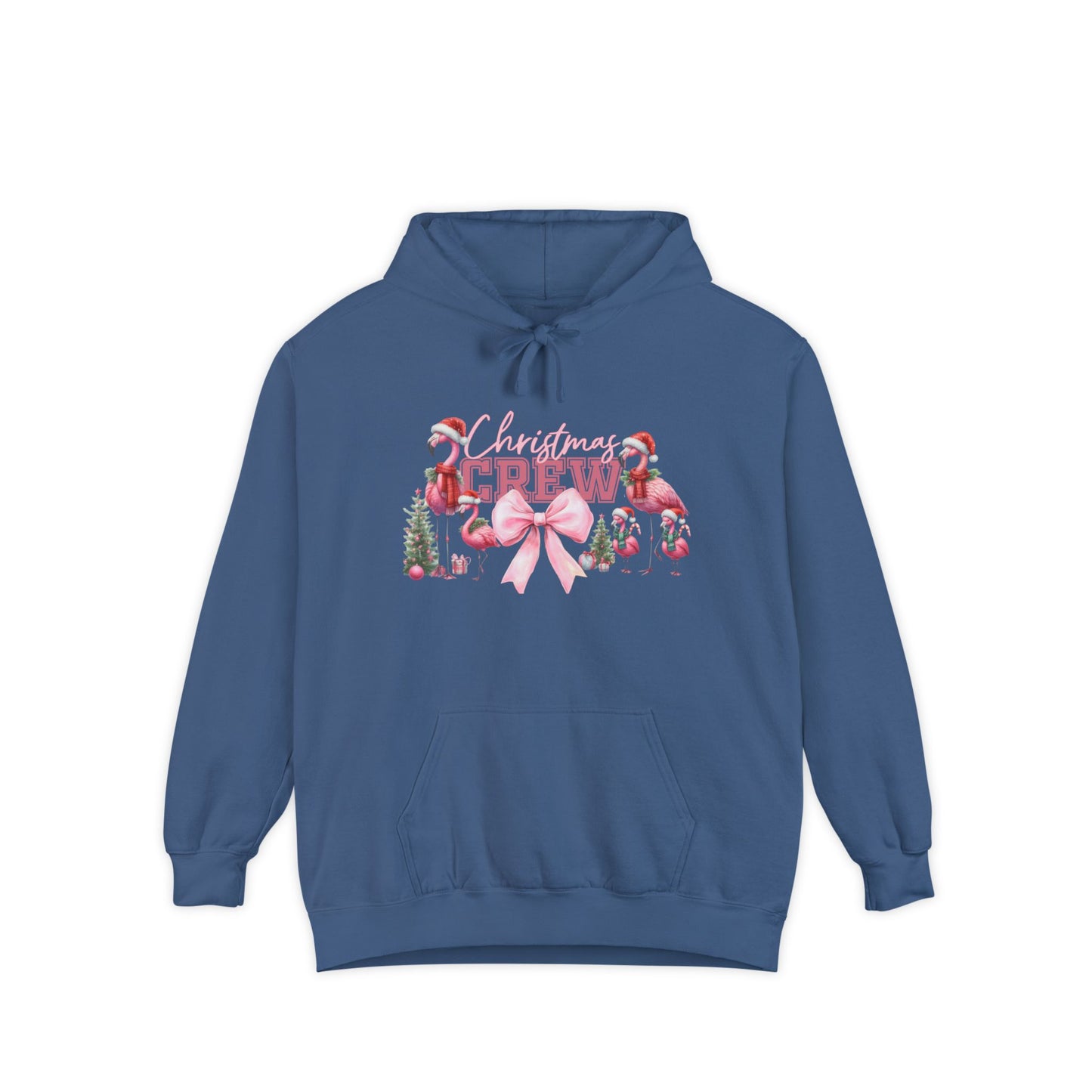 Christmas Crew Flamingo Hoodie – Festive Flamingos, Santa Hats & Holiday Cheer