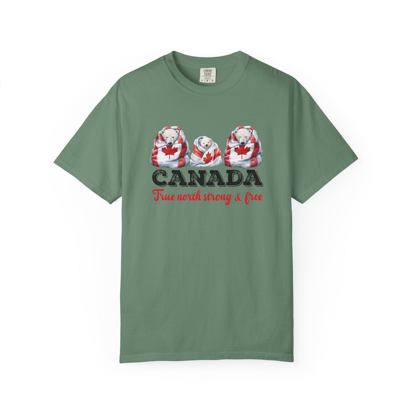 Canada True North Strong & Free Unisex T-Shirt Polar Bears Wrapped in Canada Flag