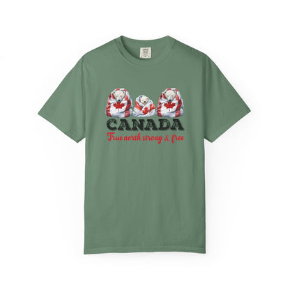 Canada True North Strong & Free Unisex T-Shirt Polar Bears Wrapped in Canada Flag