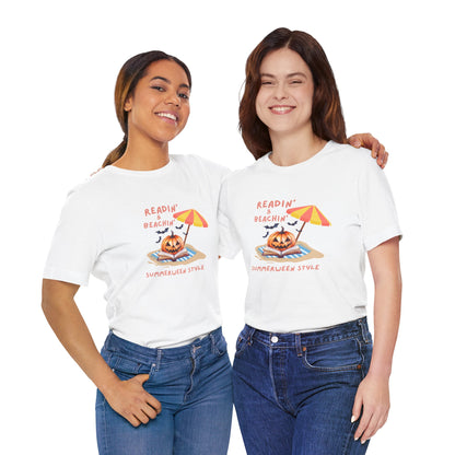 Readin and Beachin Pumpkin Reading Tee