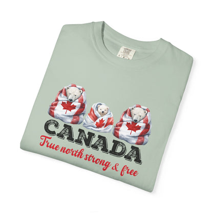 Canada True North Strong & Free Unisex T-Shirt Polar Bears Wrapped in Canada Flag