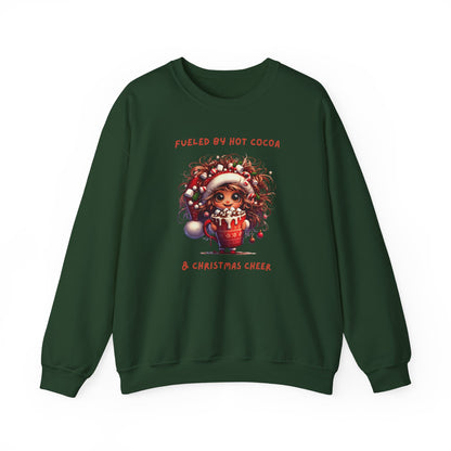 Sassy Elf Fueled by hot cocoa and Christmas Cheer Sweatshirt