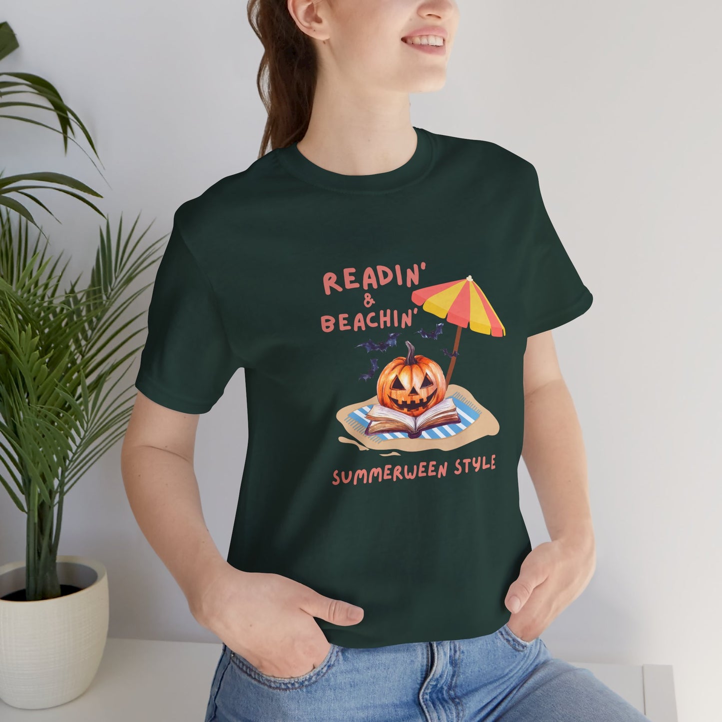 Readin and Beachin Pumpkin Reading Tee