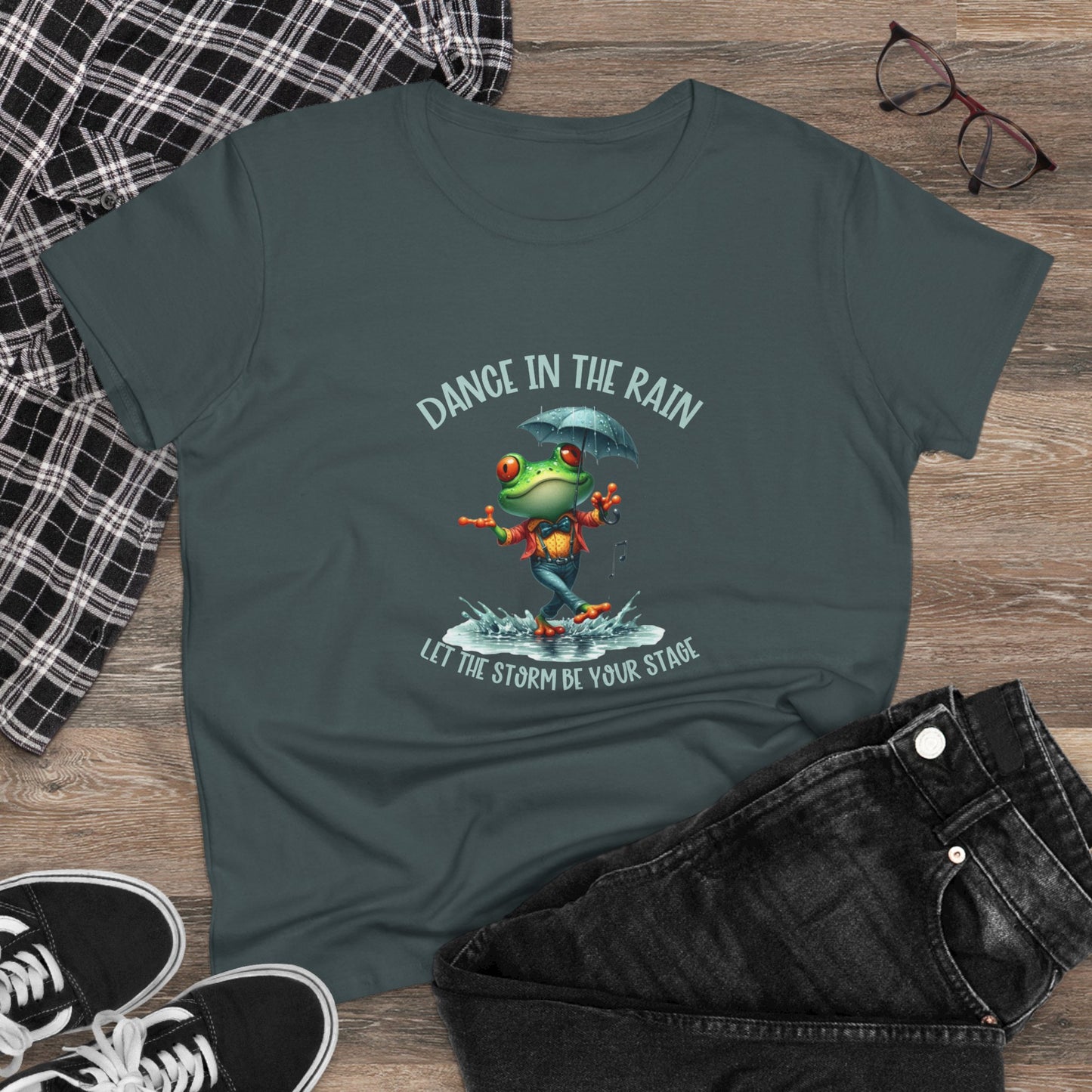 Dance in the Rain let the storm be your stage Womans semi fit Tee