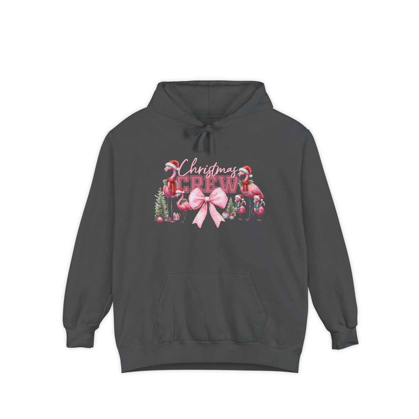 Christmas Crew Flamingo Hoodie – Festive Flamingos, Santa Hats & Holiday Cheer