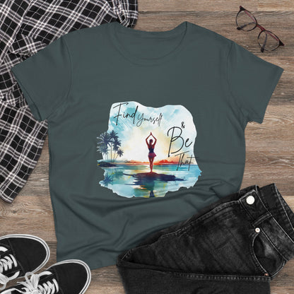 Yoga Inspire - "Find Yourself & Be That" Women's Semi fit tee