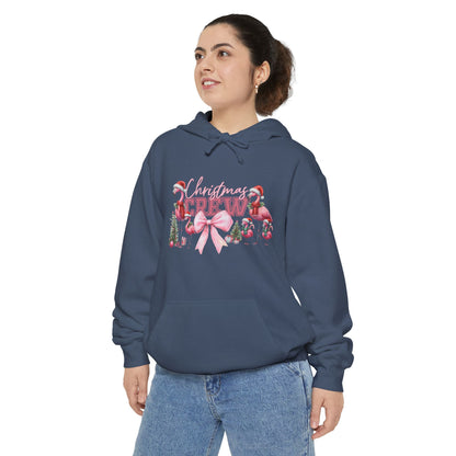 Christmas Crew Flamingo Hoodie – Festive Flamingos, Santa Hats & Holiday Cheer