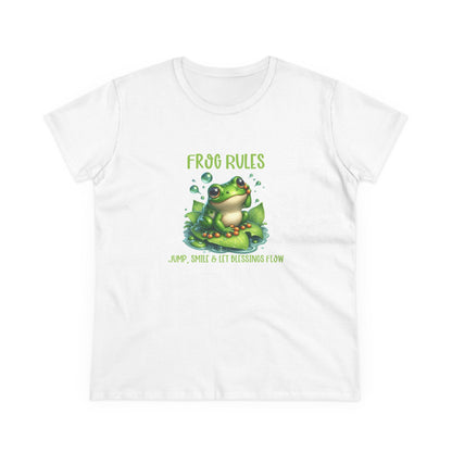 Frog Rules jump smile let blessings flow Womens semi fit Cotton Tee