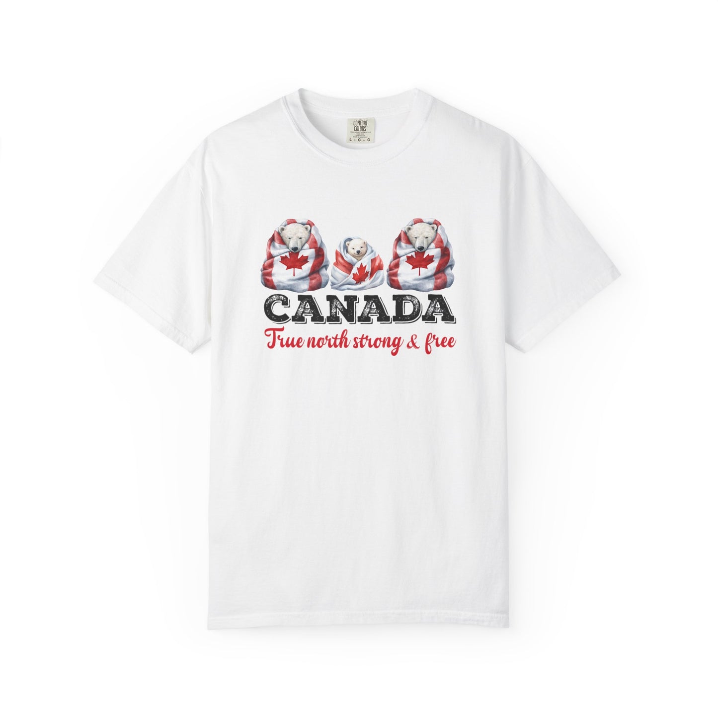 Canada True North Strong & Free Unisex T-Shirt Polar Bears Wrapped in Canada Flag